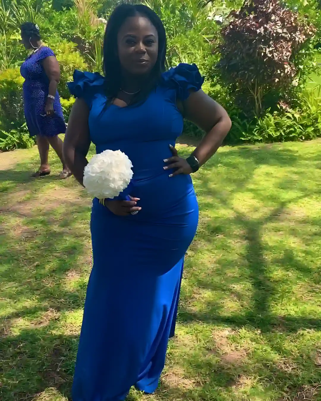 Wedding guest in cobalt