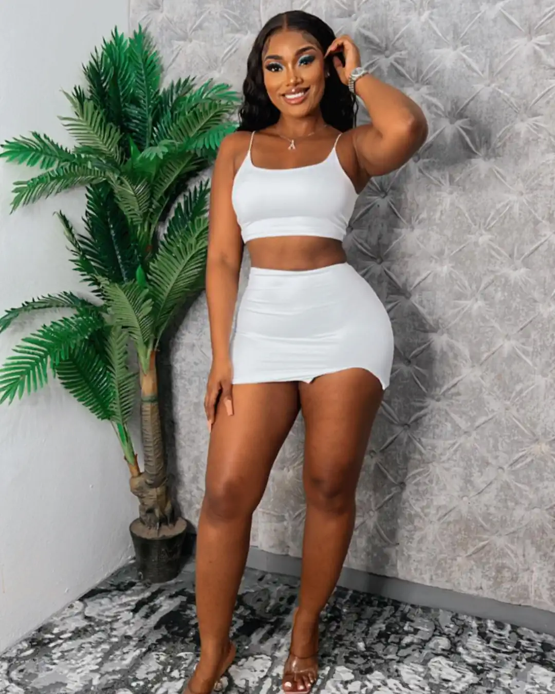 White Cami Skirt Set